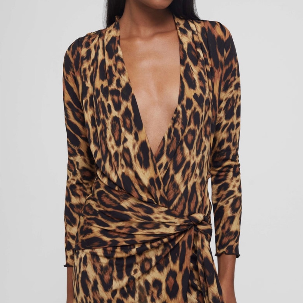 🐆 Rat & Boa “Sozzani” Dress – Size Small – Leopard Print Wrap Mini 🐆